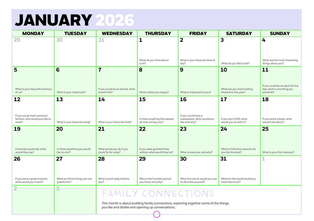 NSPCC Conversation Calendar 2026 - NSPCC Shop
