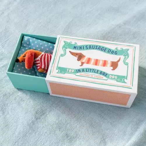 Mini sausage dog in a little box - Sausage Dog soft toy