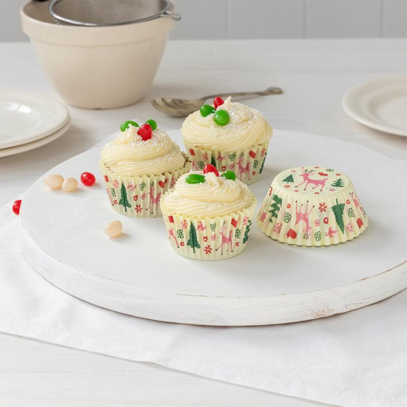 1950's Christmas Cupcake Cases (Pack Of 50)