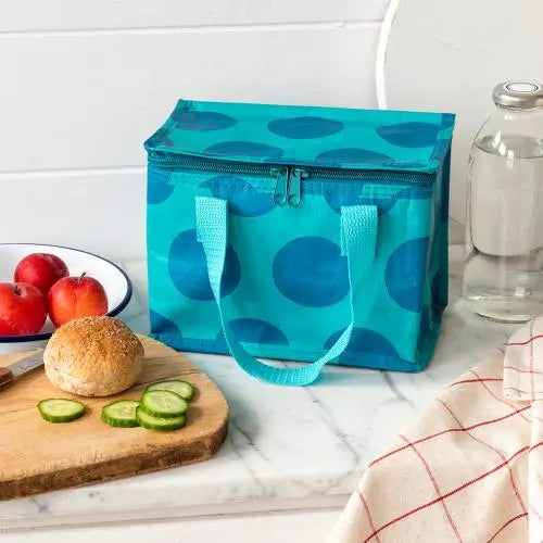 Spotlight blue on turquoise insulated lunch bag