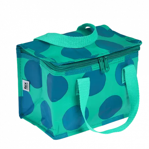 Spotlight blue on turquoise insulated lunch bag