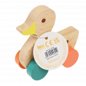 Whiteout Wooden Push Along Toy Duck with label. 