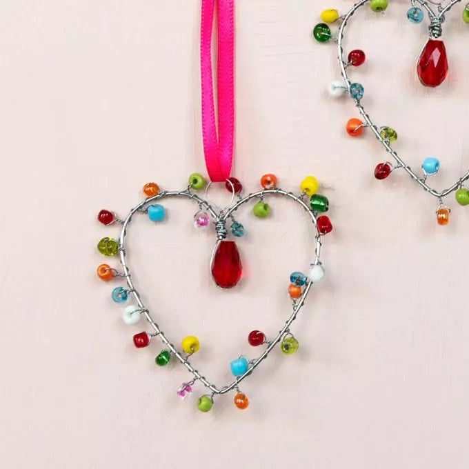 Handmade beaded heart decoration