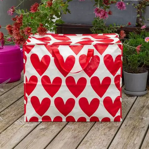 Red Hearts Recycled Plastic Jumbo Storage Bag