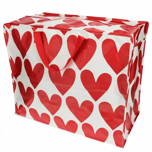 Red Hearts Recycled Plastic Jumbo Storage Bag