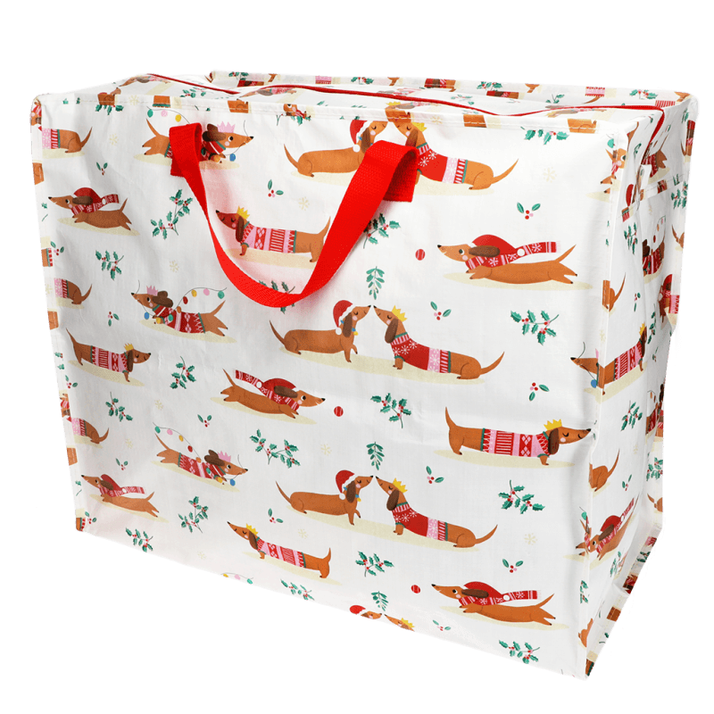 Festive Sausage Dog jumbo storage bag