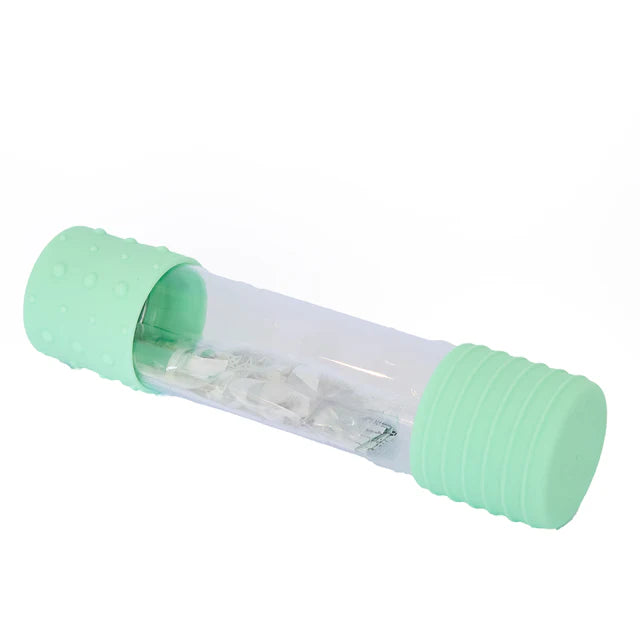 Clear tube with green silicone sleeves on a white background