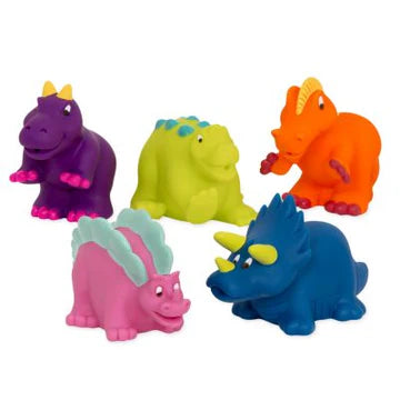 Set of colorful dinosaur figurines on a white background