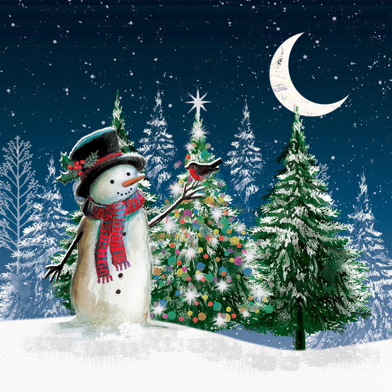 Moonlit Snowman Charity Christmas Cards (10 pack)