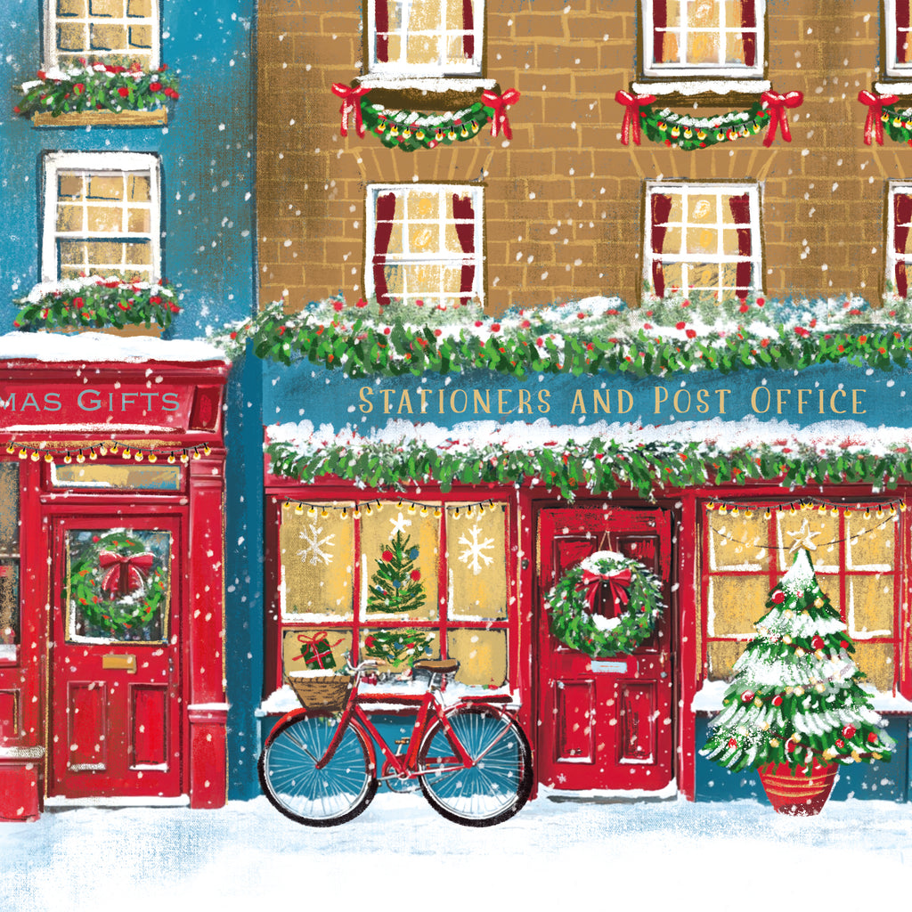 Snowy Shops Christmas Cards (10 pack) - NSPCC Shop