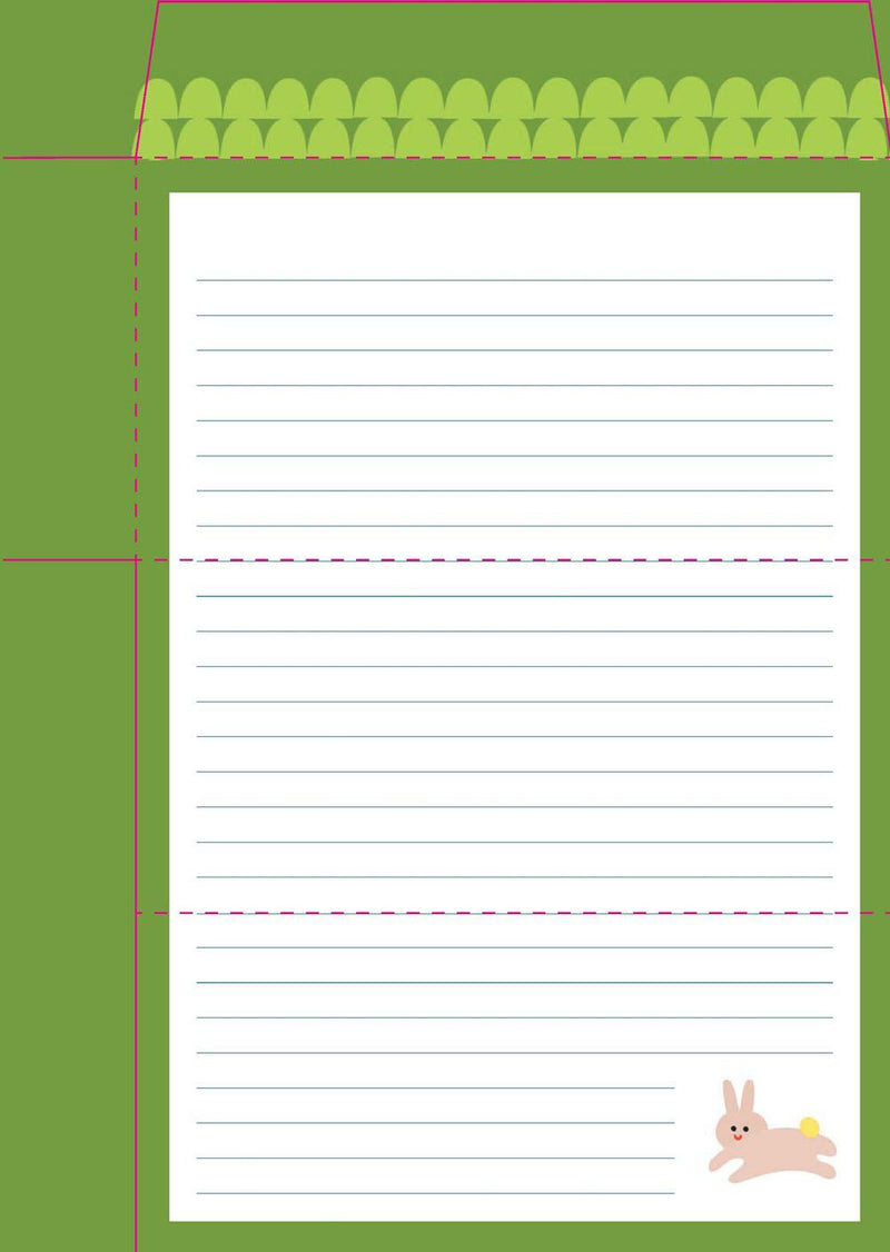 Notepad with lined paper and a small illustration of a pig on a green border