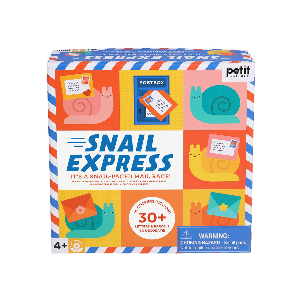 Snail Express game box with colorful design and text on a white background