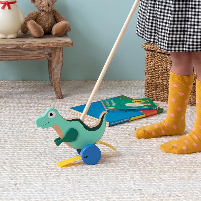 Wooden Dinosaur push along toy - NSPCC Shop