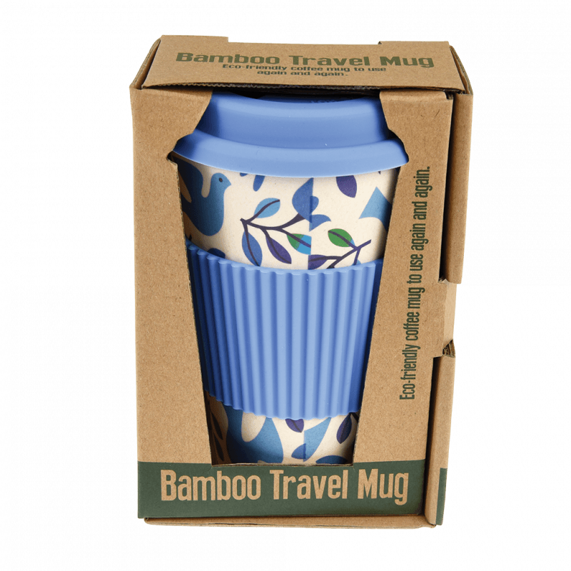 Folk Doves Bamboo Travel Mug