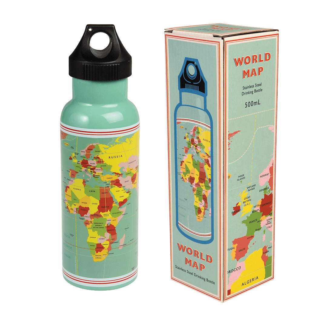 World Map Stainless Steel Bottle | NSPCC Shop.