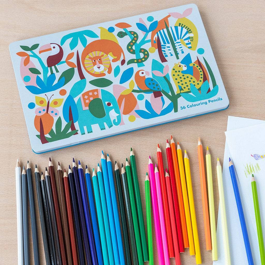 Wild Wonders 36 Colouring Pencils In A Tin | NSPCC Shop.