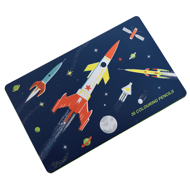 Space Age 36 Colouring Pencils In A Tin | NSPCC Shop.