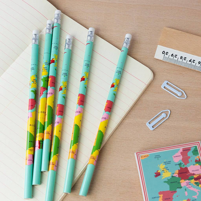 World Map HB Pencils (Set Of Six) | NSPCC Shop.