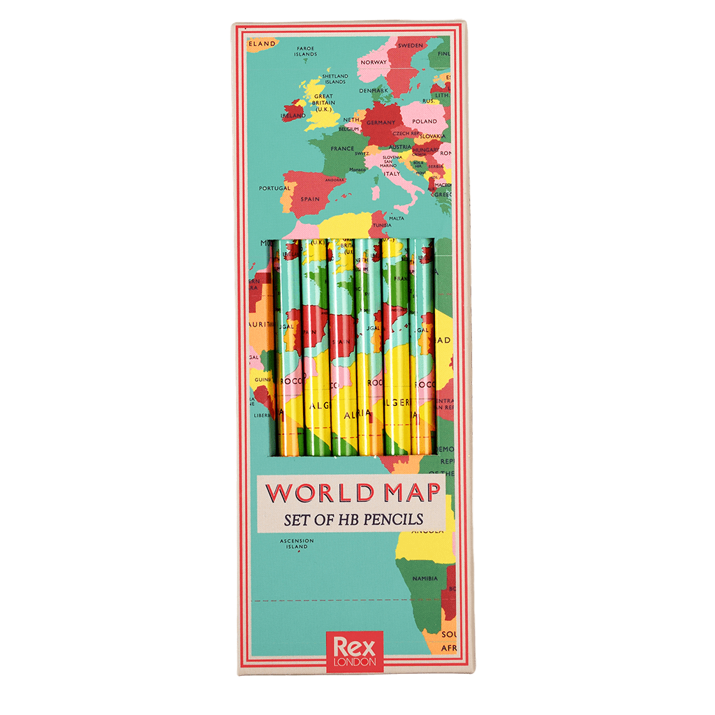 World Map HB Pencils (Set Of Six) | NSPCC Shop.