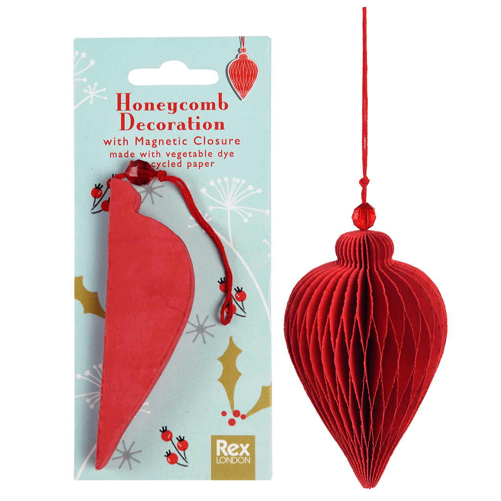 Red Teardrop Honeycomb Christmas Decoration - NSPCC Shop