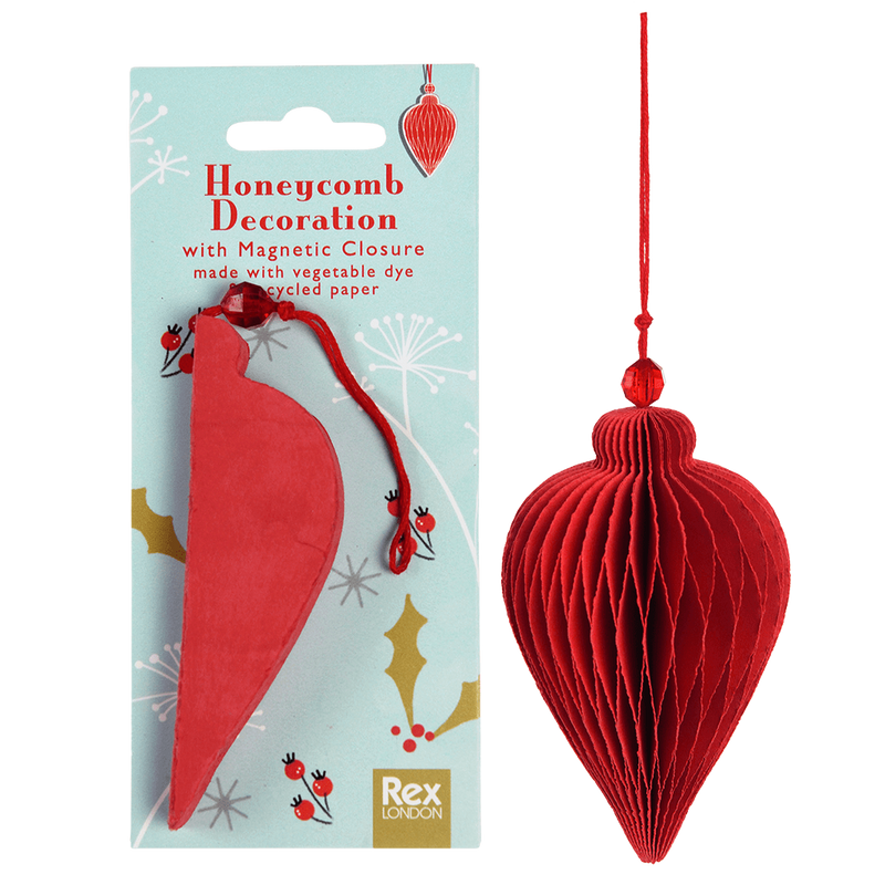 Red Teardrop Honeycomb Christmas Decoration - NSPCC Shop