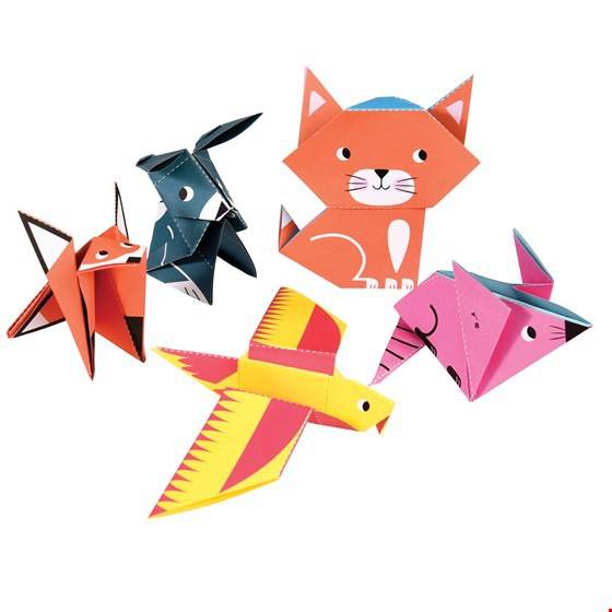 Examples of the Origami animals that can be created using the kit.