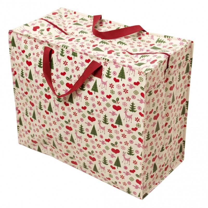 1950's Christmas design recycled plastic jumbo storage bag - NSPCC Shop