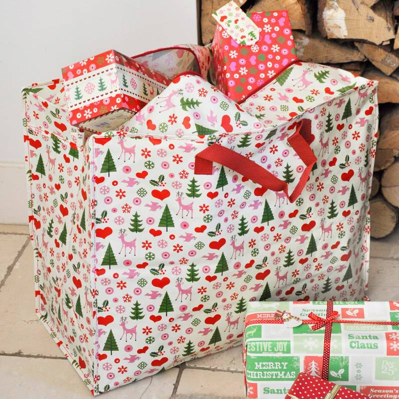 1950's Christmas design recycled plastic jumbo storage bag - NSPCC Shop